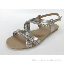 Women Woven Flat Sandals with PU Material